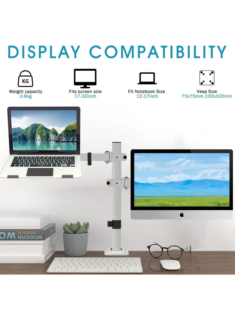 Dual Monitor Arm with Laptop Tray - Dual Monitor Arm Desk Mounts,Desk Monitor Arm Laptop Stand,Monitor Arm,Screen Mount,Vesa Mount Up to 8Kg Gaming Screens  - Image 4