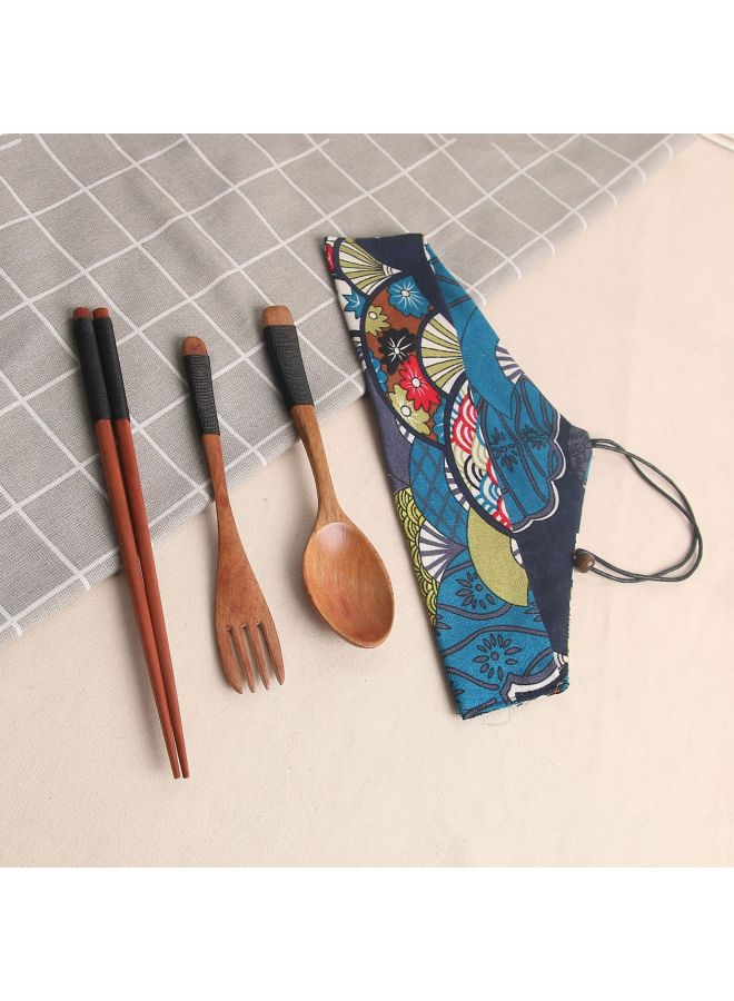 Loquat Wind Cloth Bag Chopsticks Spoon Suit Tie Line Chopsticks Spoon Fork Tableware 3-piece Travel Tableware Suit Business Gifts-Specifications:suit II - Image 4