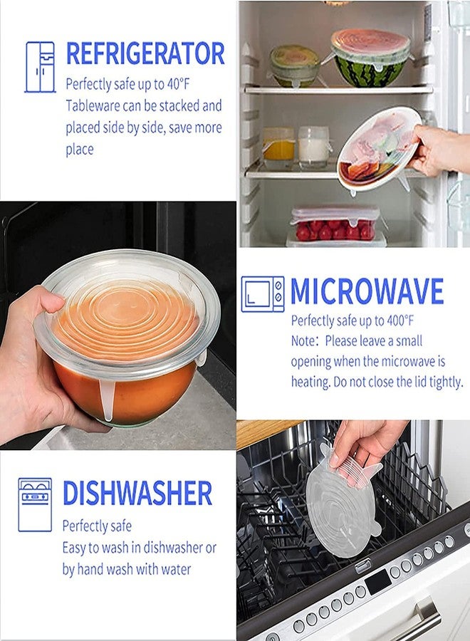 HOTFIX Silicone Stretch Lids | Food Cover For Freezer | Microwave Oven Dishwasher Lid Set | Fresh-Keeping Flexible Covers for Utensils, Dishes, Plates Jars, Cans, Mugs, Bowl | Food Safety Seal Lids - Image 4