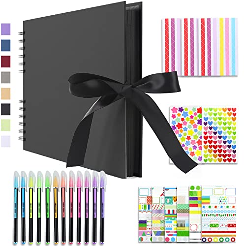 Vienrose Scrapbook Album 80 Pages, DIY Photo Album with Accessories, Black Kraft Paper Memory Book for Wedding, Birthday, Travel, Christmas, Mother’s Day, 11x8 Inches - Image 1