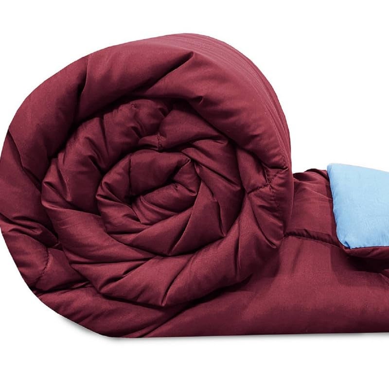 BSB HOME Summer Razzai All Season 220 GSM Ac Comforter Super Soft Fluffy Comforter (90" X 86" Inches/220Cm X 228Cm) - Double Bed Comforter|Silver & Maroon| Lightweight| Microfibre - Image 3