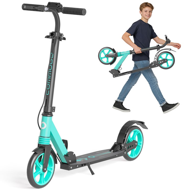 Commugo Kick Scooter with Dual Brakes for Kids Age 8+, Teens, Adults, Dual Suspension Foldable Lightweight Scooter with 8 Inch Big Wheels, Max Load 240 LBS Wide Deck - Image 1