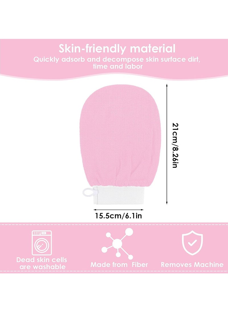 QIRRA 2PCS Korean Exfoliating Gloves – Deep Cleansing Viscose Scrub Mitts for Moroccan Hammam Bath, Dead Skin Remover (Pink)  - Image 2