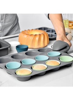 Generic 12pcs silicone cake mold, baked egg tarts, steamed egg supplement mold, silicone Mafen cup  - Image 1