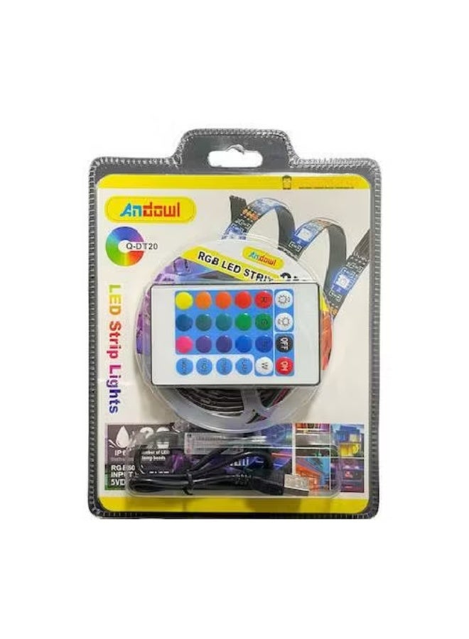 أندول شريط إضاءة LED RGB - بطول مترين، يعمل بمنفذ USB مع جهاز تحكم عن بعد، إضاءة مزاجية متعددة الألوان - Image 1