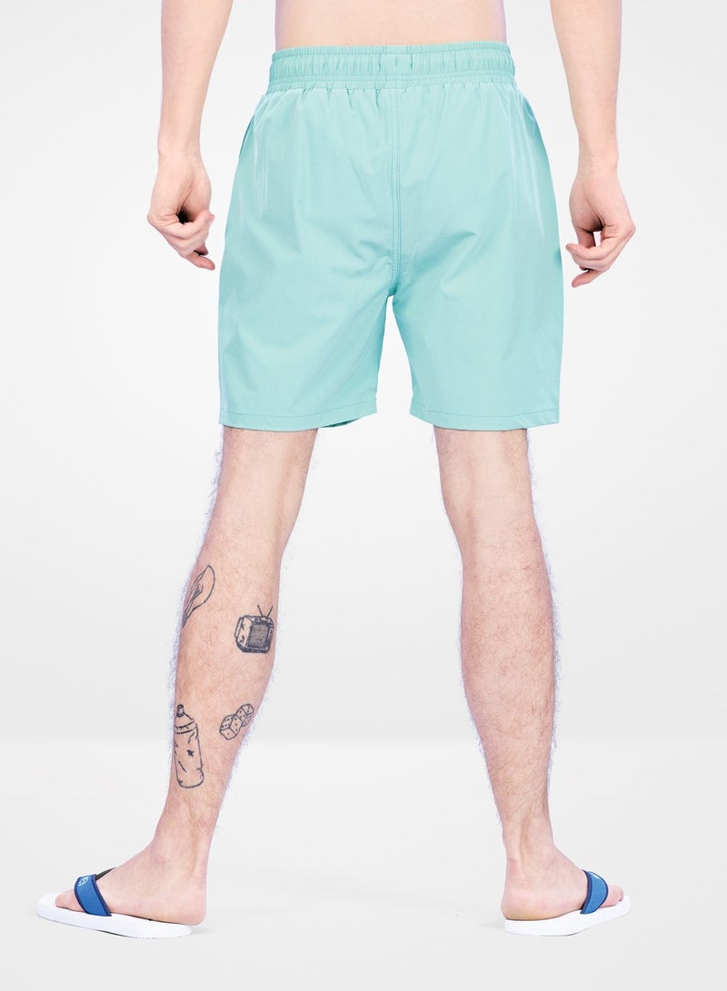 Web Denim Elastic Waistband With Drawstring Comfortable Polyester Swim Shorts For Men’s Quick Dry Swimming Trunks With Pockets - Image 3