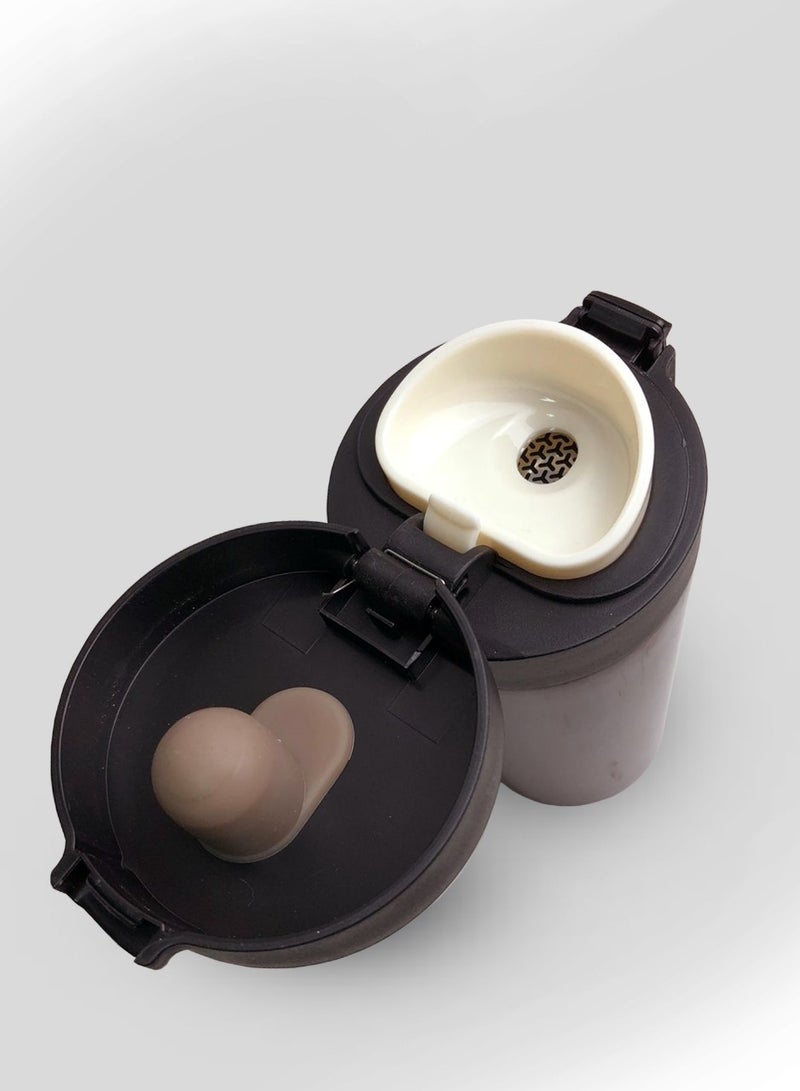 Stainless Steel Maroon Travel Mug – Push Button Open, Leak-Proof Design - Image 3