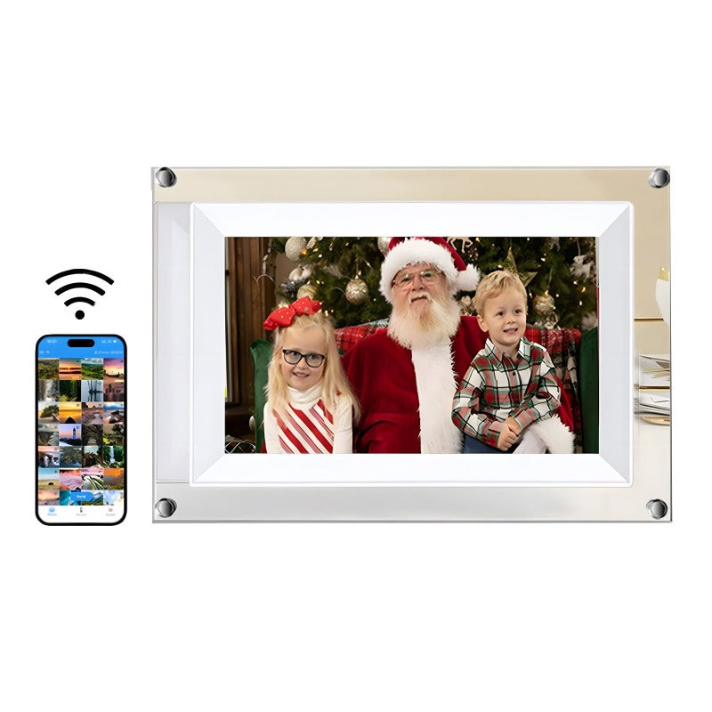 Digital Picture Frame 7-Inch 1024x600 High-Resolution Display With 16:9 Aspect Ratio 300 Lumens Brightness - Transparent Acrylic Material Built-In Lithium Battery Portable Wifi Digital Frame For Year- - Image 1