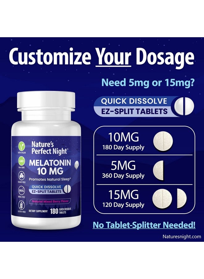 Nature's Perfect Night Nature's Perfect Night | Melatonin 10mg | 180 Quick Dissolve Tablets | Natural Mixed Berry Flavor |High Potency | Sugar Free | Vegan | Gluten Free | Value Size  - Image 5