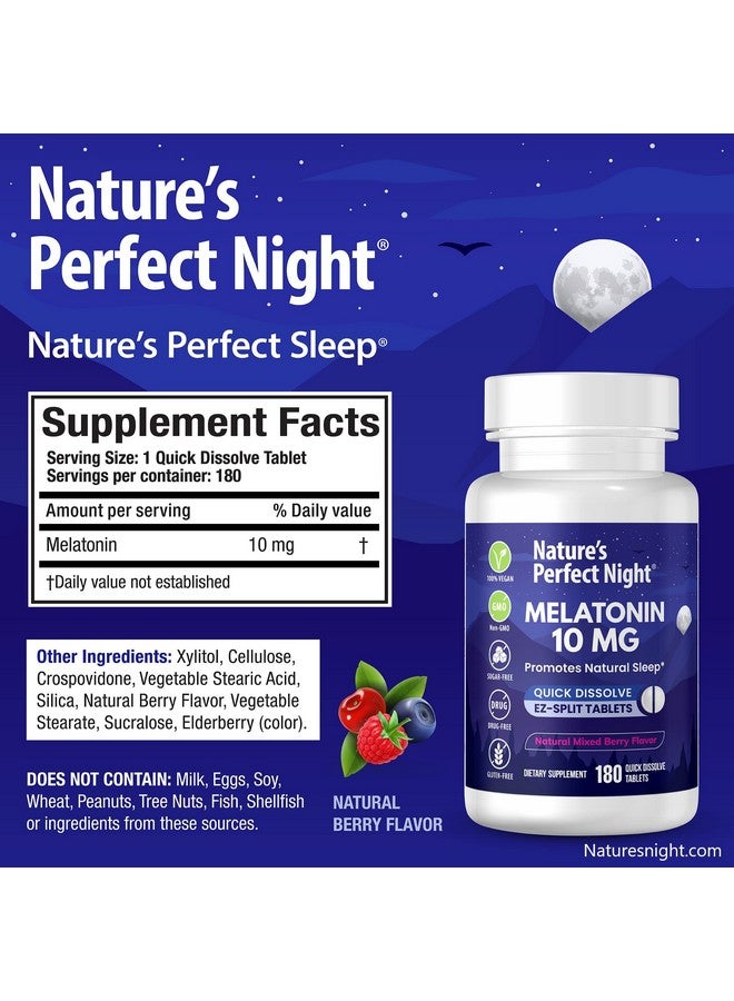 Nature's Perfect Night Nature's Perfect Night | Melatonin 10mg | 180 Quick Dissolve Tablets | Natural Mixed Berry Flavor |High Potency | Sugar Free | Vegan | Gluten Free | Value Size  - Image 3