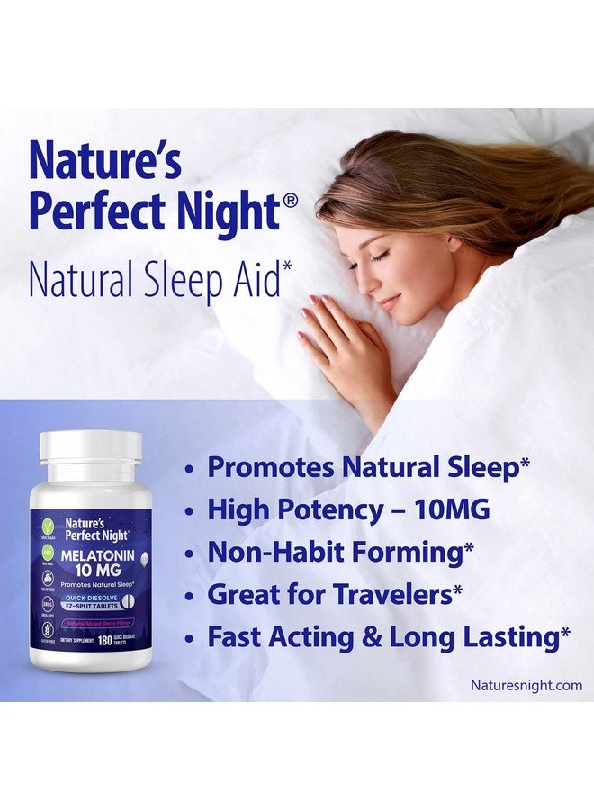 Nature's Perfect Night Nature's Perfect Night | Melatonin 10mg | 180 Quick Dissolve Tablets | Natural Mixed Berry Flavor |High Potency | Sugar Free | Vegan | Gluten Free | Value Size  - Image 2