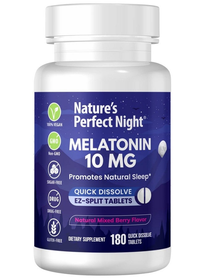 Nature's Perfect Night Nature's Perfect Night | Melatonin 10mg | 180 Quick Dissolve Tablets | Natural Mixed Berry Flavor |High Potency | Sugar Free | Vegan | Gluten Free | Value Size  - Image 1