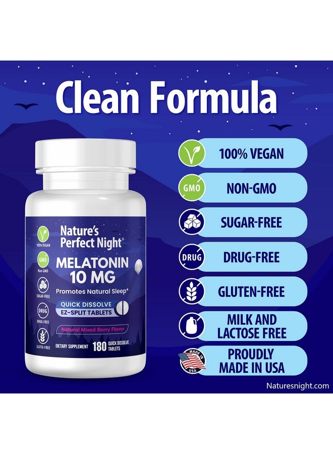 Nature's Perfect Night Nature's Perfect Night | Melatonin 10mg | 180 Quick Dissolve Tablets | Natural Mixed Berry Flavor |High Potency | Sugar Free | Vegan | Gluten Free | Value Size  - Image 4