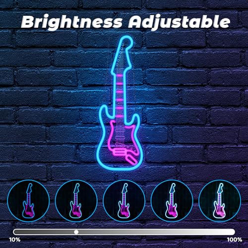 CoolGift Mart Electric Guitar Neon Light, Dimmable LED Guitar Neon Wall Sign USB Powered, Decorations for Bedroom Living Room Man Cave Music Studio, Gift for Guitar Players Guitarists Music Lovers - Image 2