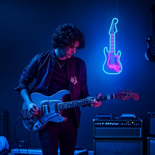 CoolGift Mart Electric Guitar Neon Light, Dimmable LED Guitar Neon Wall Sign USB Powered, Decorations for Bedroom Living Room Man Cave Music Studio, Gift for Guitar Players Guitarists Music Lovers - Image 3