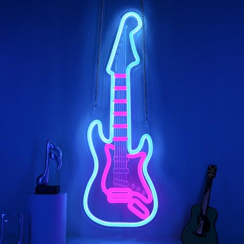 CoolGift Mart Electric Guitar Neon Light, Dimmable LED Guitar Neon Wall Sign USB Powered, Decorations for Bedroom Living Room Man Cave Music Studio, Gift for Guitar Players Guitarists Music Lovers - Image 1
