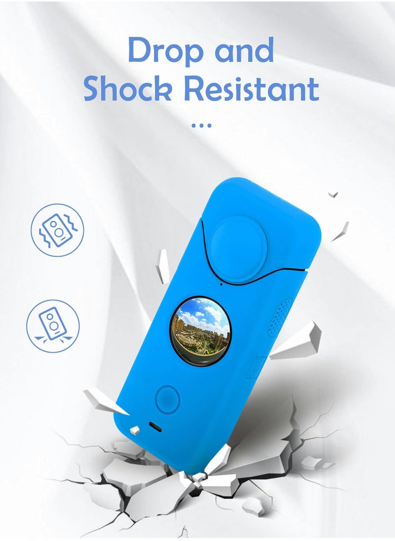 Y&D - Panoramic Action Camera Cover Dustproof Waterproof Scratch Resistant Silicone Case for Insta360 One X2 (Blue) - Image 1