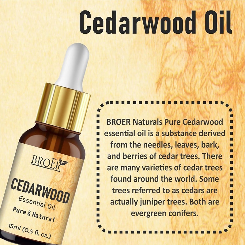 BROER BROER Naturals Cedarwood Essential Oil 100 Pure Undiluted Refreshing Essential Oil for Skin Care Hair Care Aromatherapy Cruelty Free Vegan pack of 3 45ml  - Image 2