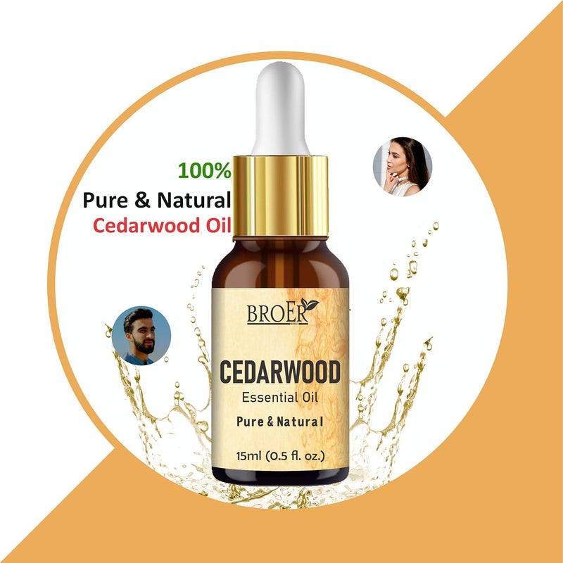 BROER BROER Naturals Cedarwood Essential Oil 100 Pure Undiluted Refreshing Essential Oil for Skin Care Hair Care Aromatherapy Cruelty Free Vegan pack of 3 45ml  - Image 4