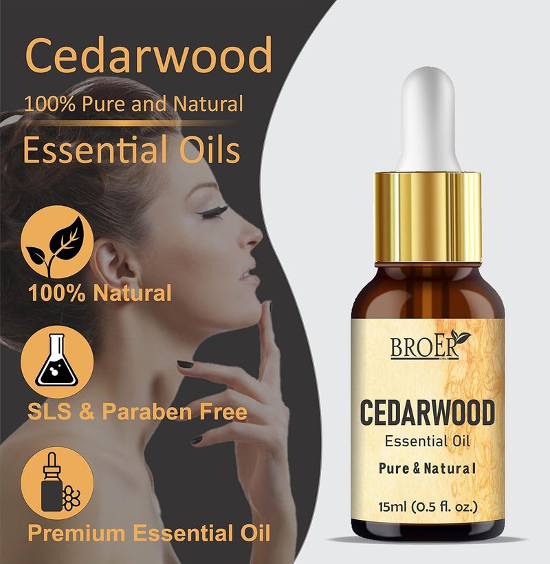BROER BROER Naturals Cedarwood Essential Oil 100 Pure Undiluted Refreshing Essential Oil for Skin Care Hair Care Aromatherapy Cruelty Free Vegan pack of 3 45ml  - Image 5