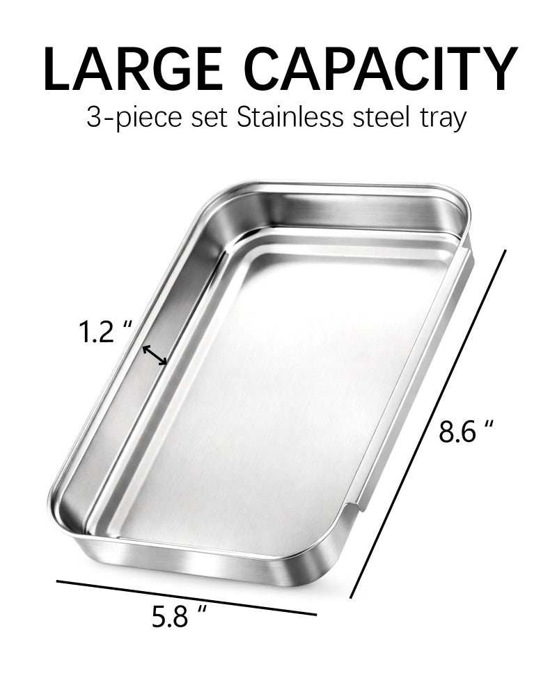FANGSUN Breading Trays Set of 3, Interlocking Stainless Steel Tray for Chicken, Fish, or Meat, Deep Dredging Trays for Breading, Oven-Safe and Kitchen-Friendly Prep Pans for Marinating & Baking - Image 3