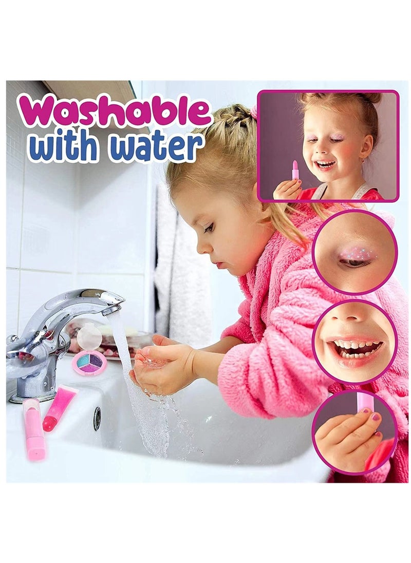 Captaintech Non Toxic Kids Makeup Set for Girls Age 3-12 Real Washable Play Cosmetics with Cute Bag Fun Pretend Play Gift  - Image 4