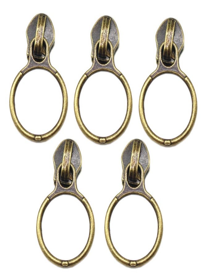 YaHoGa 50PCS #5 Anti-Brass Ring Pulls for Nylon Coil Zippers Antique Brass Zipper Sliders for Luggages Purses Bags Bulk (Anti-Brass) - Image 1