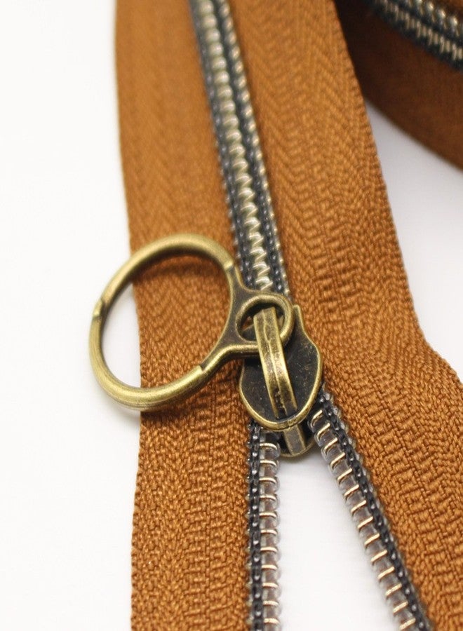 YaHoGa 50PCS #5 Anti-Brass Ring Pulls for Nylon Coil Zippers Antique Brass Zipper Sliders for Luggages Purses Bags Bulk (Anti-Brass) - Image 2