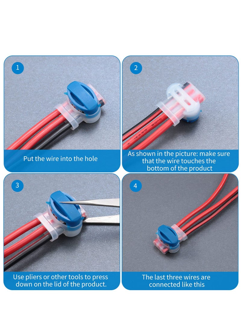 3 Way Wire Connector Locking Wire Connector Electrical, Moisture Resistant Flame Retardant Nylon Insulated Connector, For 22 14 AWG, Cable Robot Mower Irrigation Applications (60 Count)