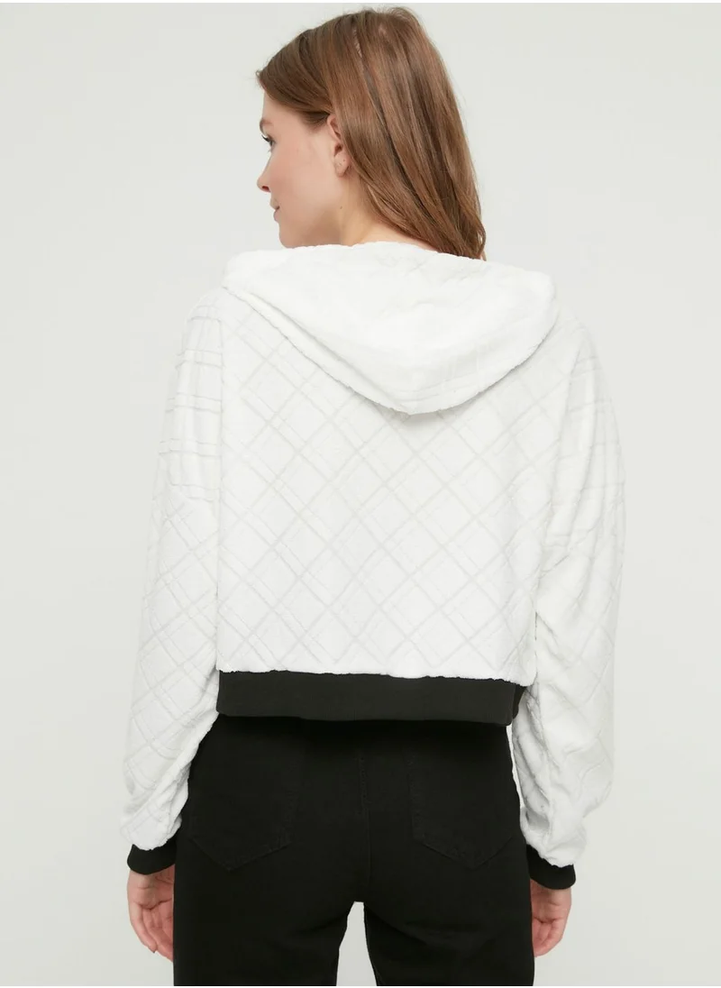 trendyol Contrast Detail Knitted Hoodie