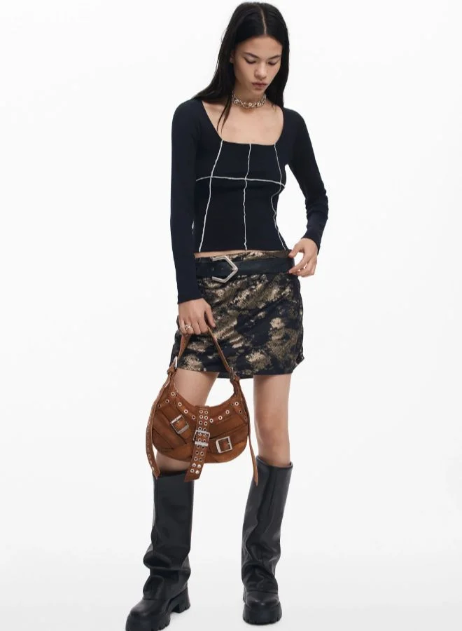 DESIGUAL Ribbed Seam T-Shirt