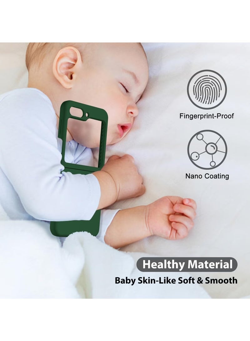 JAJEEK Liquid Silicone Case for Samsung Galaxy Z Flip6 5G – Slim, Soft Gel Rubber Protective Cover, Anti-Scratch, Shockproof, Ultra-Thin, Silky Touch for Women – Dark Green - Image 4