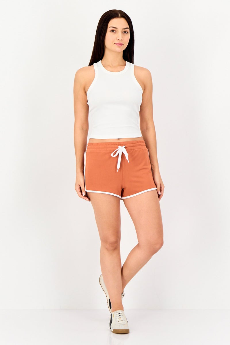 FOREVER 21 شورتات أساسية بشعار العلامة التجارية للنساء، بني - Image 3