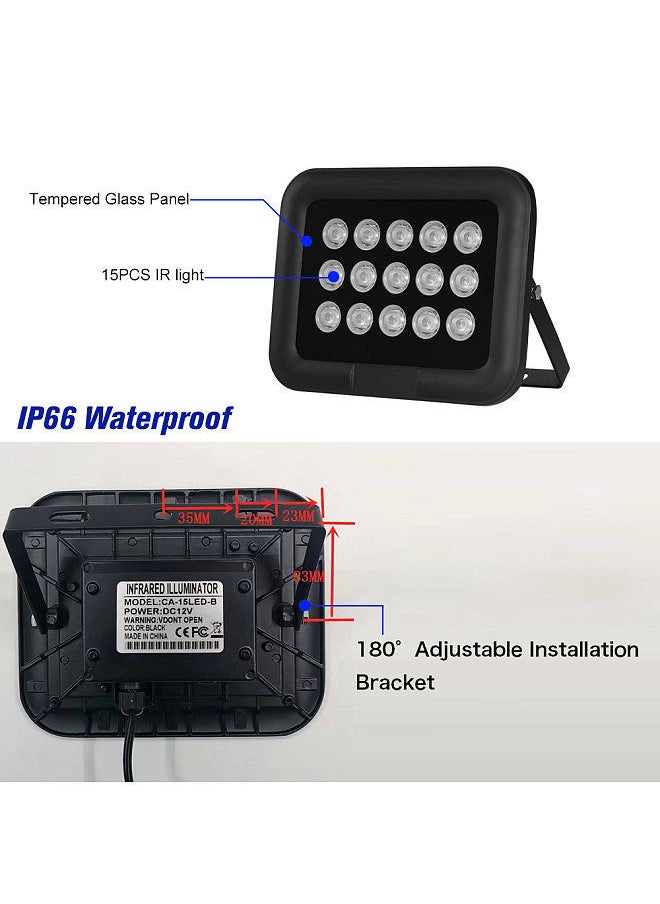 Generic - Infrared Illuminator 15pcs Array IR LEDS IR Illuminator Night Vision Wide Angle Long Range Outdoor Waterproof for CCTV Security Camera - Image 1