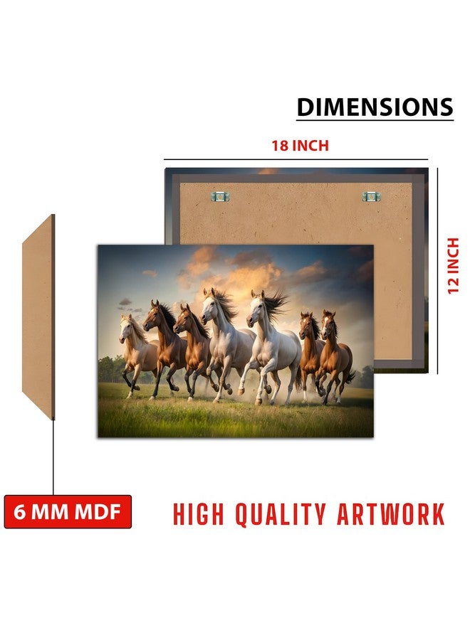 FlyBuy HUB Flybuy Hub Premium Canvas Wall Painting, 7 Running Horses, Vastu Design, Living Room Decor (Colour 1, 18 X 12 INCH, Wrapped Canvas) - Image 3