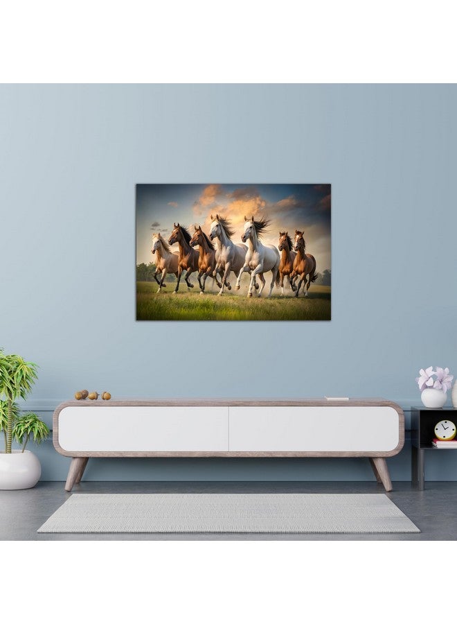 FlyBuy HUB Flybuy Hub Premium Canvas Wall Painting, 7 Running Horses, Vastu Design, Living Room Decor (Colour 1, 18 X 12 INCH, Wrapped Canvas) - Image 4