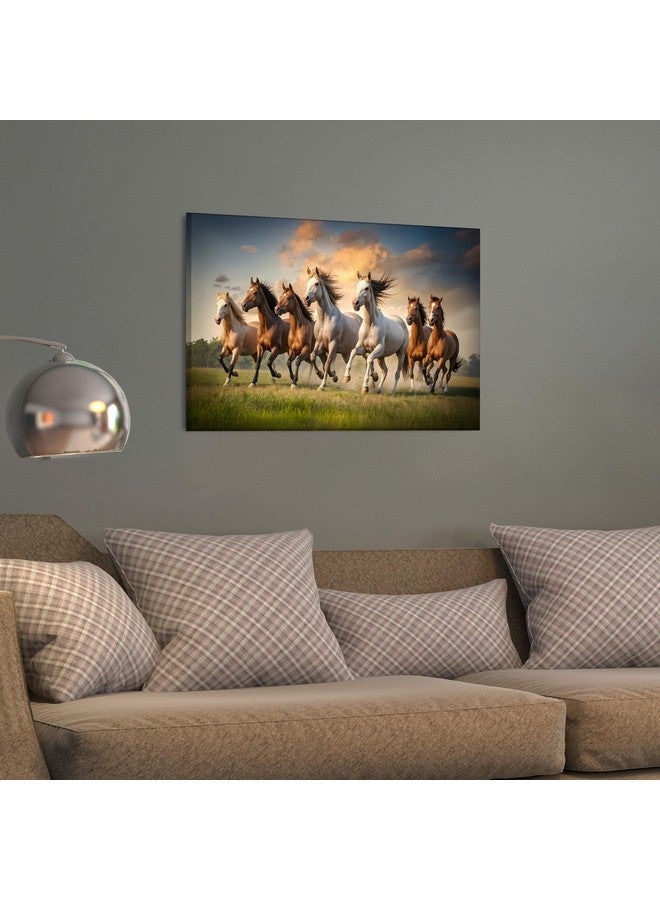 FlyBuy HUB Flybuy Hub Premium Canvas Wall Painting, 7 Running Horses, Vastu Design, Living Room Decor (Colour 1, 18 X 12 INCH, Wrapped Canvas) - Image 2