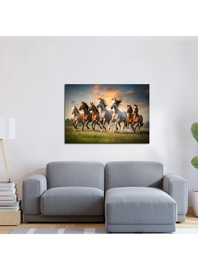 FlyBuy HUB Flybuy Hub Premium Canvas Wall Painting, 7 Running Horses, Vastu Design, Living Room Decor (Colour 1, 18 X 12 INCH, Wrapped Canvas) - Image 5