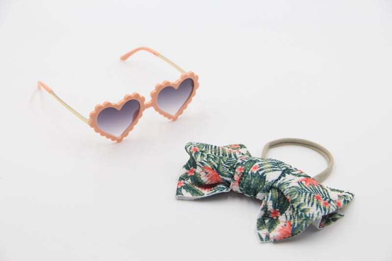 D'Daniela Hawaiian heart shaped sunglasses Glasses and Headband Set For Babies - Image 1