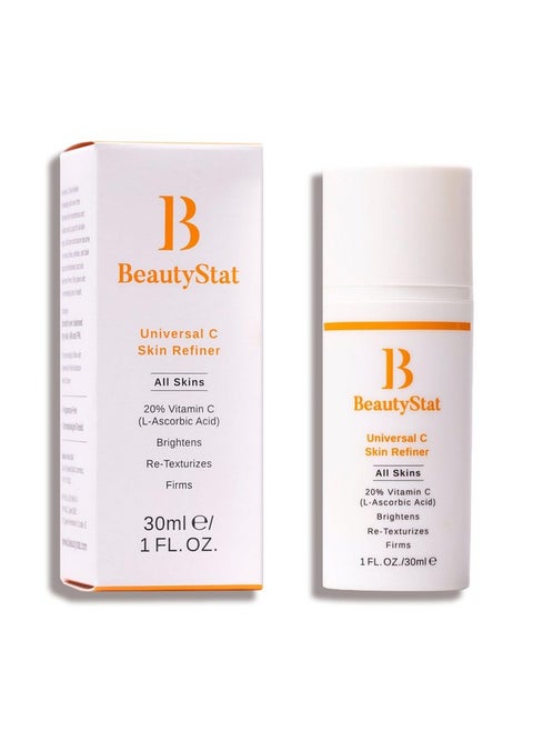 BeautyStat Universal C Refiner - Made in the USA - 20% Pure Vitamin C Serum For Face - Clinically Tested to Decrease the Look of Fine Lines and Wrinkles and Improve Firm Skin Tones - 1oz, 30ml