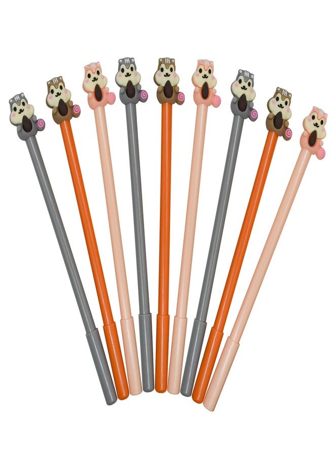 Lopenle 12PCS Cute Squirrel Pens Novelty Animal Gel Pens Nuts Top 0.5mm Black Ink For School Home Office Stationery Store - Image 1