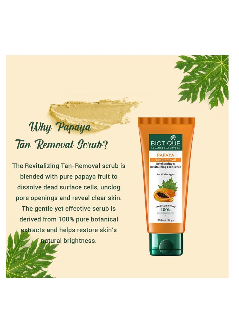 Biotique Papaya Tan Removal Brightening & Revitalizing Face Scrub | Gentle Exfoliation | Smooth and Clear Complexation | 100% Botanical Extracts| Suitable for All Skin Types | 100g - Image 4