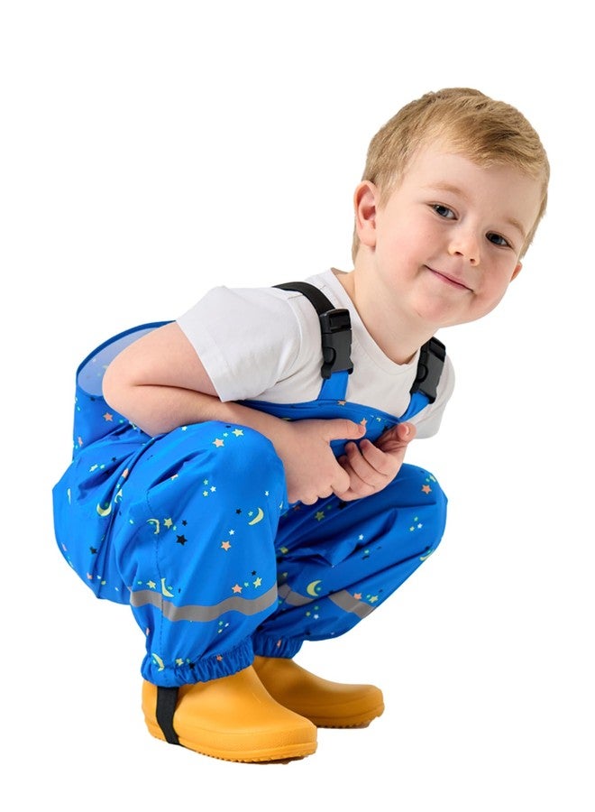 YIQAUMA Boys Girls Rain Bib Pants Toddlers Suspender Rainpants Kids Waterproof Overalls Lightweight Rainwear Blue,L - Image 4