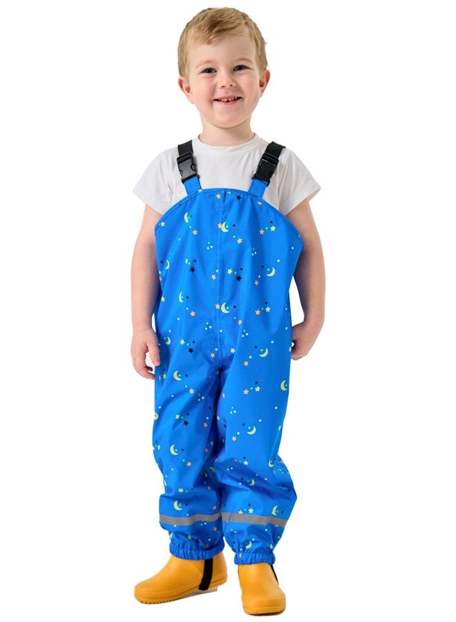 YIQAUMA Boys Girls Rain Bib Pants Toddlers Suspender Rainpants Kids Waterproof Overalls Lightweight Rainwear Blue,L - Image 1