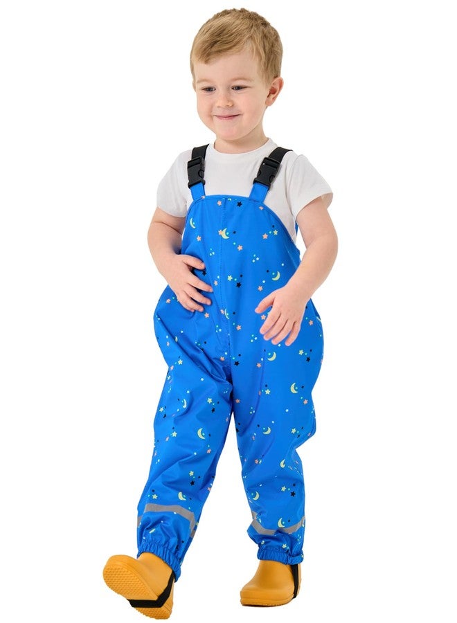 YIQAUMA Boys Girls Rain Bib Pants Toddlers Suspender Rainpants Kids Waterproof Overalls Lightweight Rainwear Blue,L - Image 3