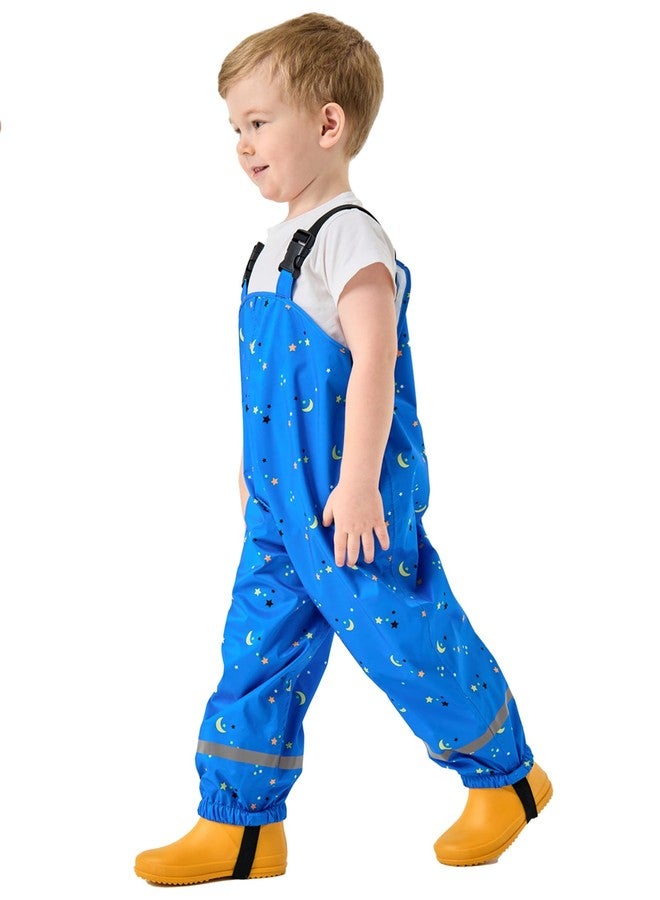 YIQAUMA Boys Girls Rain Bib Pants Toddlers Suspender Rainpants Kids Waterproof Overalls Lightweight Rainwear Blue,L - Image 2
