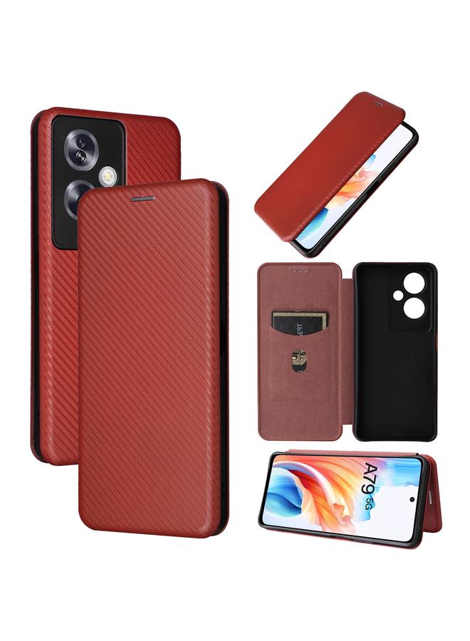 اس-توب جراب هاتف OPPO A79 5G مصنوع من ألياف الكربون والجلد القابل للطي - Image 1