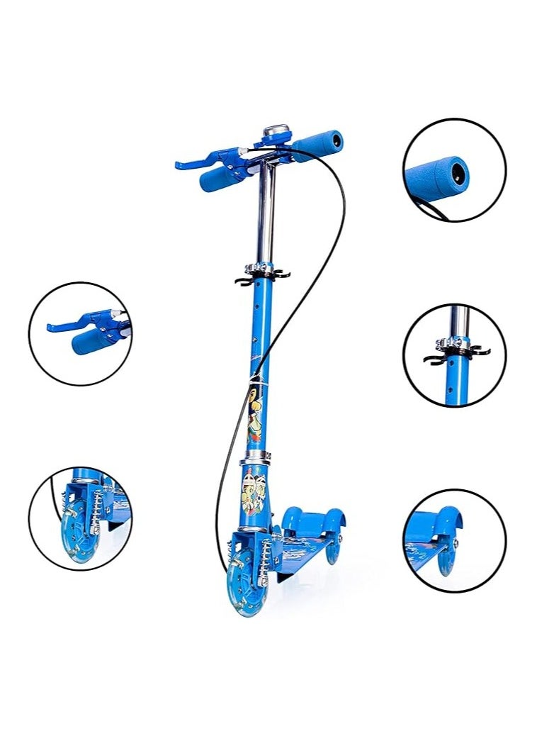 Generic - Zemic Kids Road Master Runner Kids Scooter, Skating Ride on, Scratch Free with Adjustable Level I Multicolor Flashing 3 Wheels I Handlebar & Foldable Design Scooter for Kids Above 2 Years - Blue - Image 1