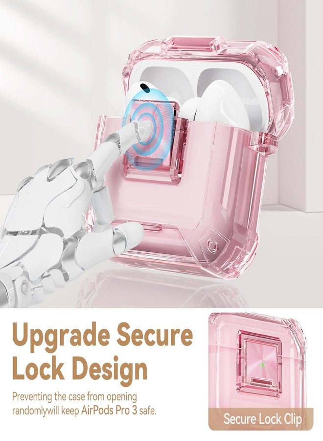 Wowwat with Safety Lock for AirPods Pro 3 Case (2025),Clear Cases for Airpods Pro 3rd Generation Case,Soft TPU iPod Pro 3 with Cute Bling Keychain and Cleaner kit for Women Girls-Clear Pink - Image 3