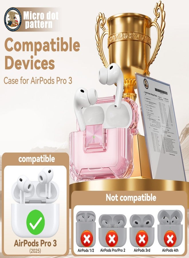 Wowwat with Safety Lock for AirPods Pro 3 Case (2025),Clear Cases for Airpods Pro 3rd Generation Case,Soft TPU iPod Pro 3 with Cute Bling Keychain and Cleaner kit for Women Girls-Clear Pink - Image 2